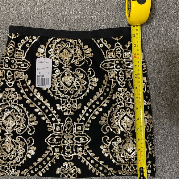 🏝 Forever 21 sequin skirt Black & Gold Size M - Picture 5 of 5